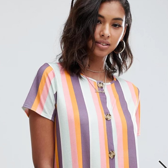 PRETTY LITTLE THING MULTI COLORED STRIPE DRESS - Picture 1 of 5